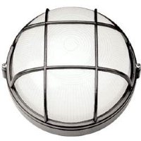Светильник (банник) круг 100W большой с решеткой, черный, IP54 (пластик)