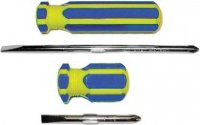Отвёртка с переставным жалом CrV 6х32мм, коротыш, сине-желтая ручка