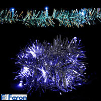 Гирлянда-мишура светод. 1,2Вт 20LED синий 2*АА(нет) серебро/2м/шнур-проз. 0,5м IP20 CL404 Feron