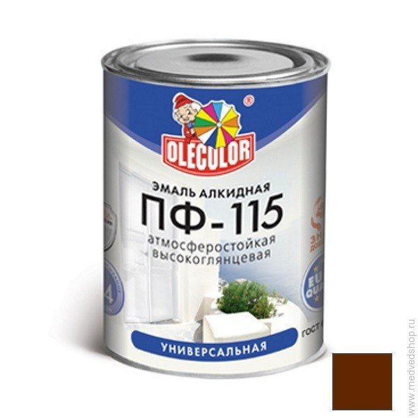 Эмаль ПФ-115 шоколадный (5,0кг) OLECOLOR 1*4