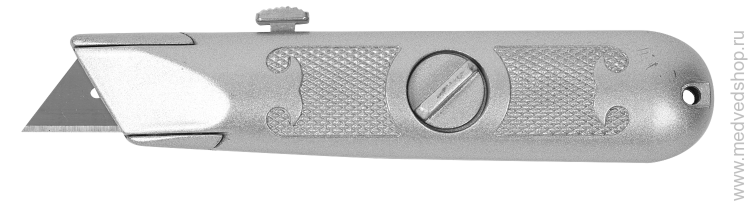 Нож ЗУБР "МАСТЕР" с трапецевид.лезвием, тип А24, метал.корпус, лезвие с автоматич.фиксацией
