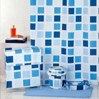 Штора для ванны 180*200см, Milardo SCMI020P, голубая мозайка, 100% полиэстер