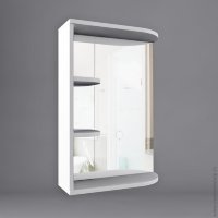Шкаф-зеркало 50см, 2полки, Белый глянец (В. 500+з 2п)