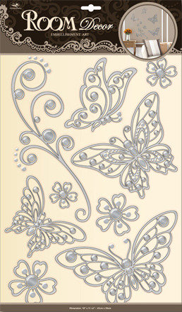 Стикер RoomDecor POA 5802 (бабочки ажурные серебро)