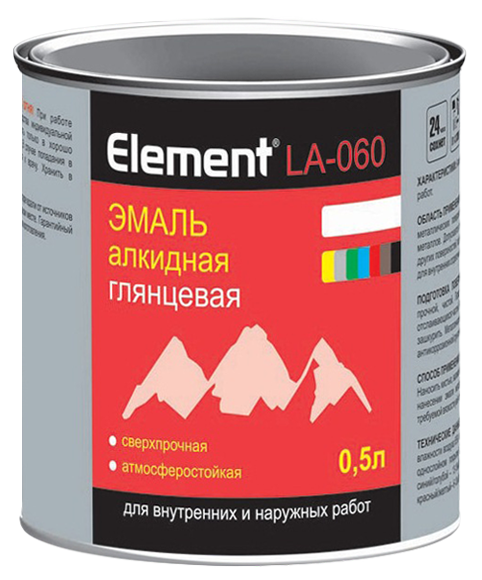 Эмаль "ЭЛЕМЕНТ LA-060" алкидная глянцевая красная 1,8л.