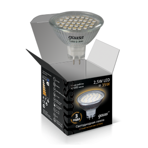 Лампа GAUSS EB101005125 энергосбер. LED MR16 GU5.3 2.5W 2700K